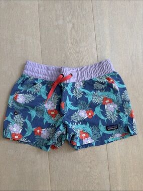 Patagonia Girls' Floral Baggies Shorts with Lilac Waistband